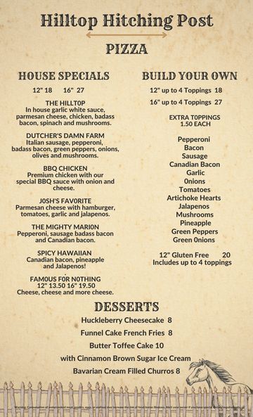 hitching post menu specials today